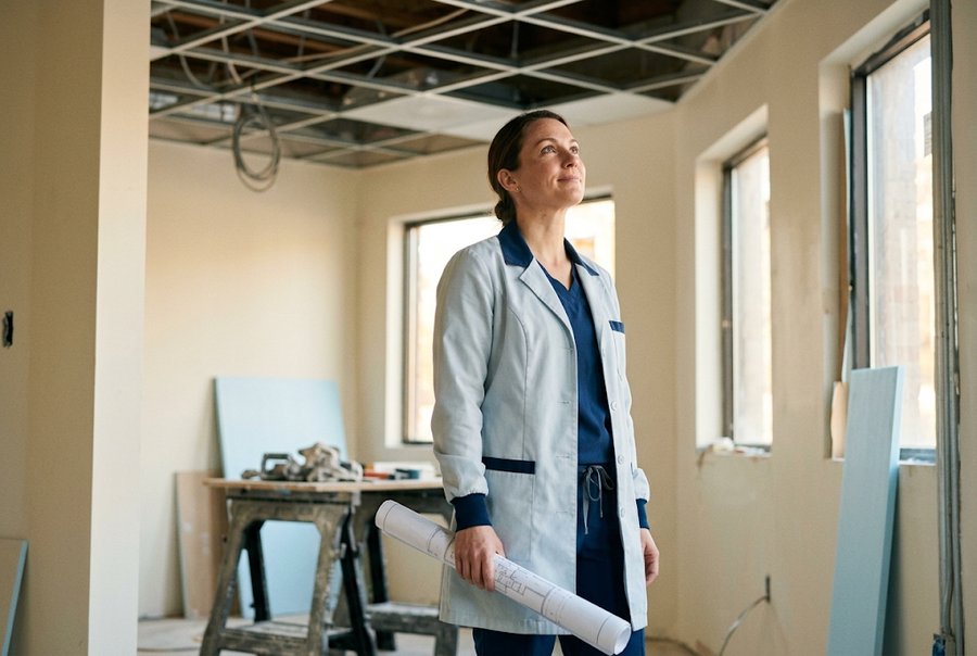 Doctor planning a new practice buildout