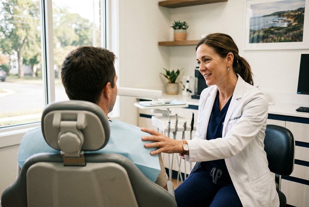 Dentist providing patient-first care in a Bluetree practice